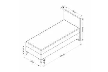 Sengerammesbase & Hovedgærde Mørk Grå - 120 x 41 x 200 cm - Møbler - Senge - Sengeramme & sengestel