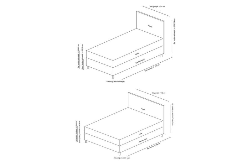 Sengerammesbase & Hovedgærde Sonyi Antracit - 160 x 110 x 200 cm - Møbler - Senge - Sengeramme & sengestel