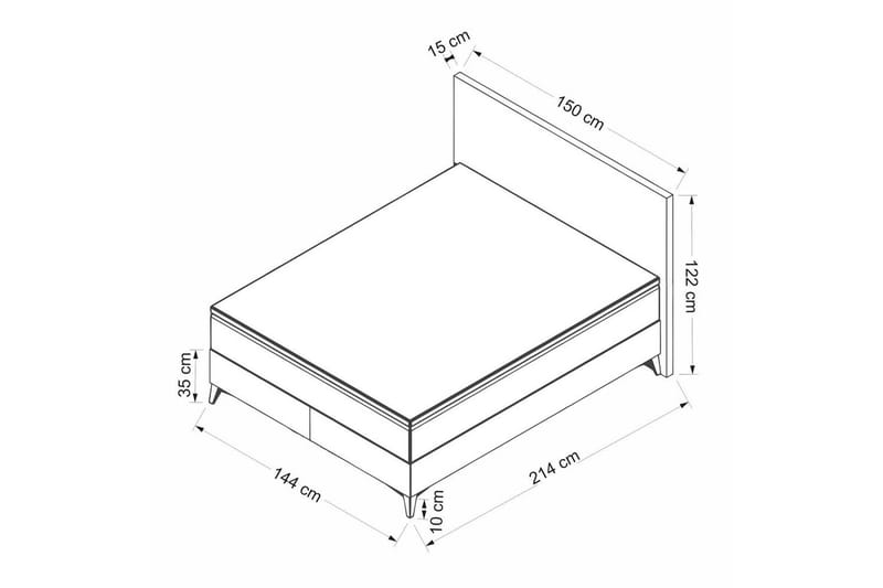 Sengerammesbase & Hovedgærde Sorang Grå - 144 x 35 x 200 cm - Møbler - Senge - Sengeramme & sengestel