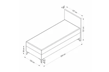 Sengerammesbase & Hovedgærde Sube grå - 120 x 38 x 200 cm - Møbler - Senge - Sengeramme & sengestel