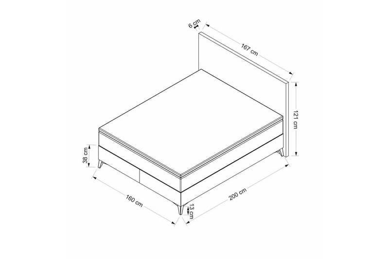 Sengerammesbase & Hovedgærde Sube grå - 160 x 38 x 200 cm - Møbler - Senge - Sengeramme & sengestel