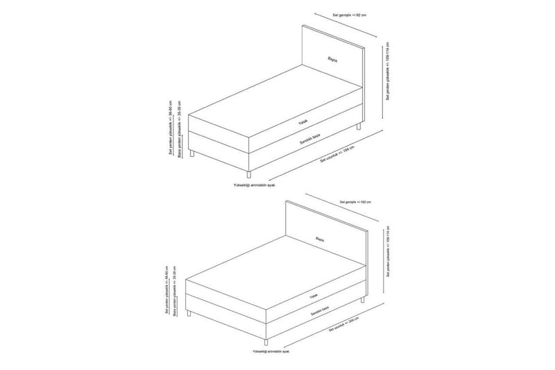 Sengerammesbase & Hovedgærde Sudalmuni Lysegrå - 150 x 110 x 200 cm - Møbler - Senge - Sengeramme & sengestel