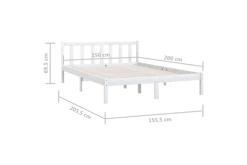 sengestel 150x200 cm UK King massivt fyrretræ hvid - Hvid - Sengeramme & sengestel