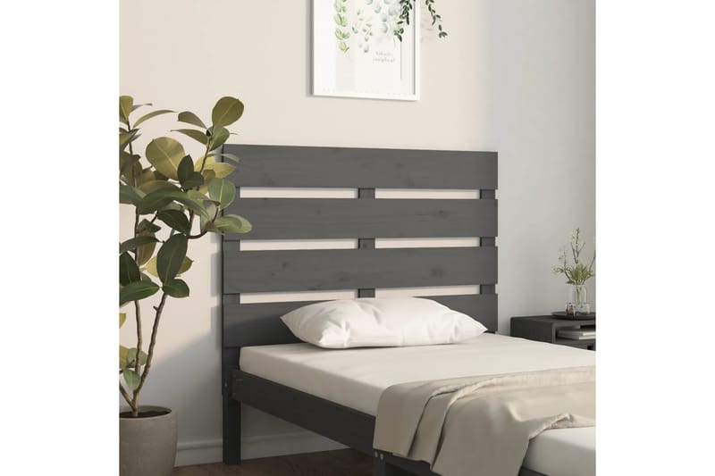 beBasic sengegærde 100x3x80 cm massivt fyrretræ grå - GrÃ¥ - Møbler - Senge - Sengetilbehør & sengegavl - Sengegavle