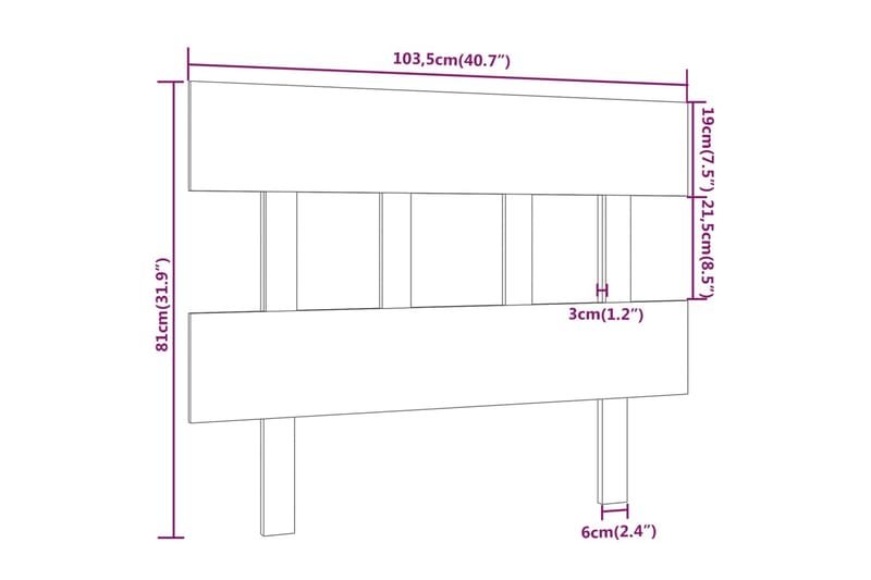 beBasic sengegærde 103,5x3x81 cm massivt fyrretræ grå - GrÃ¥ - Møbler - Senge - Sengetilbehør & sengegavl - Sengegavle