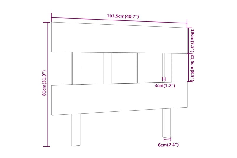 beBasic sengegærde 103,5x3x81 cm massivt fyrretræ grå - GrÃ¥ - Sengegavle