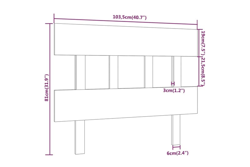 beBasic sengegærde 103,5x3x81 cm massivt fyrretræ gyldenbrun - Brun - Møbler - Senge - Sengetilbehør & sengegavl - Sengegavle