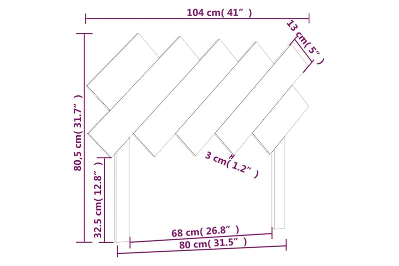 beBasic sengegærde 104x3x80,5 cm massivt fyrretræ gyldenbrun - Brun - Møbler - Senge - Sengetilbehør & sengegavl - Sengegavle