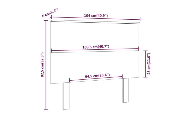 beBasic sengegærde 104x6x82,5 cm massivt fyrretræ - Brun - Møbler - Senge - Sengetilbehør & sengegavl - Sengegavle