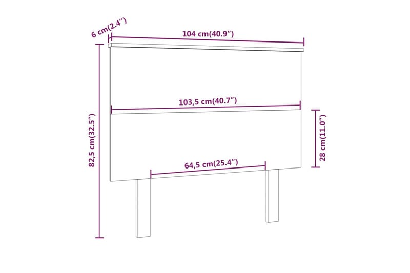 beBasic sengegærde 104x6x82,5 cm massivt fyrretræ - Brun - Sengegavle