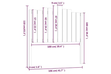 beBasic sengegærde 106x4x110 cm massivt fyrretræ - Brun - Møbler - Senge - Sengetilbehør & sengegavl - Sengegavle