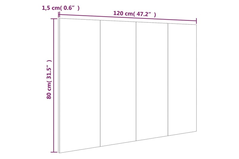 beBasic sengegærde 120x1,5x80 cm konstrueret træ hvid højglans - Hvid - Sengegavle