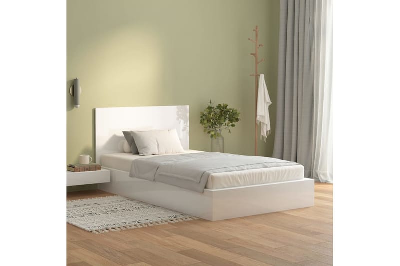 beBasic sengegærde 120x1,5x80 cm konstrueret træ hvid højglans - Hvid - Sengegavle