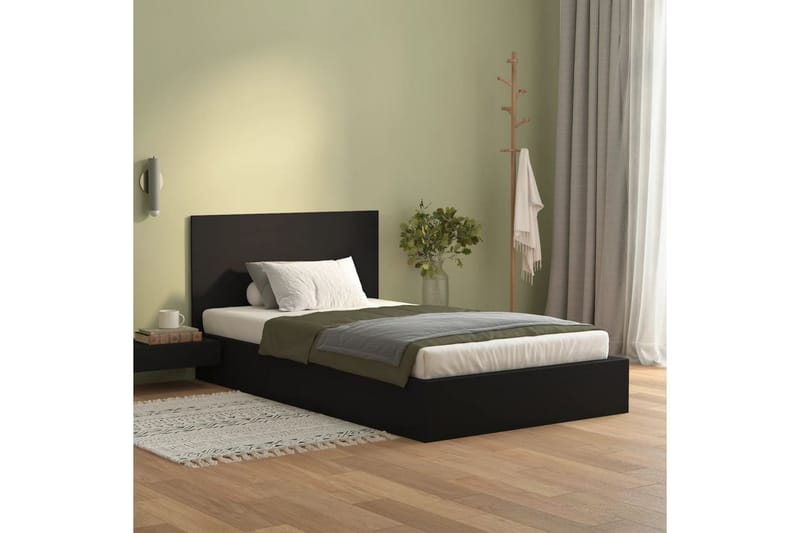 beBasic sengegærde 120x1,5x80 cm konstrueret træ sort - Sort - Sengegavle
