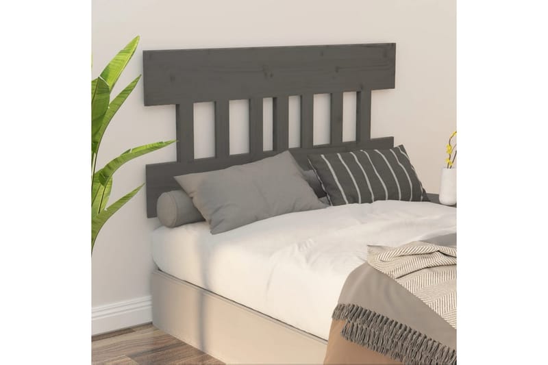 beBasic sengegærde 123,5x3x81 cm massivt fyrretræ grå - GrÃ¥ - Møbler - Senge - Sengetilbehør & sengegavl - Sengegavle