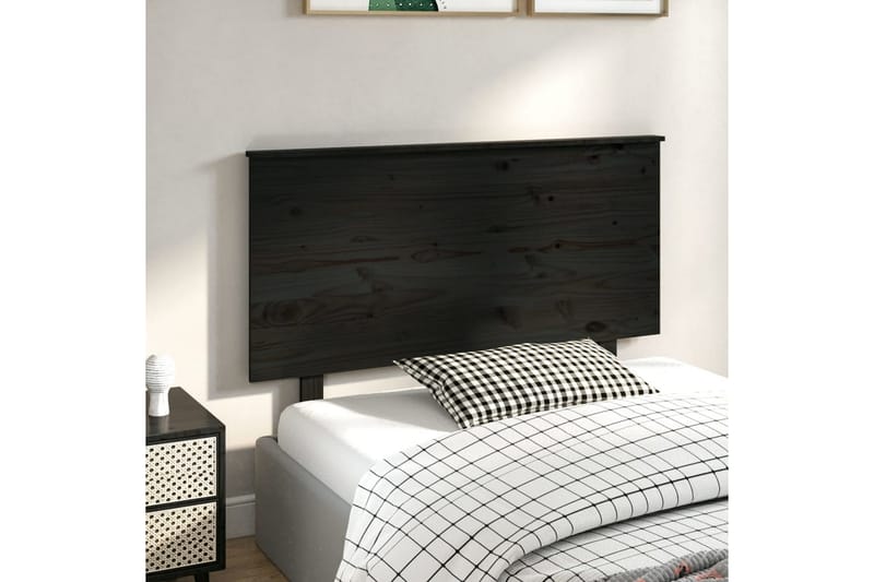 beBasic sengegærde 124x6x82,5 cm massivt fyrretræ sort - Sort - Møbler - Senge - Sengetilbehør & sengegavl - Sengegavle
