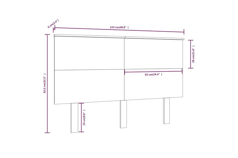 beBasic sengegærde 124x6x82,5 cm massivt fyrretræ sort - Sort - Sengegavle