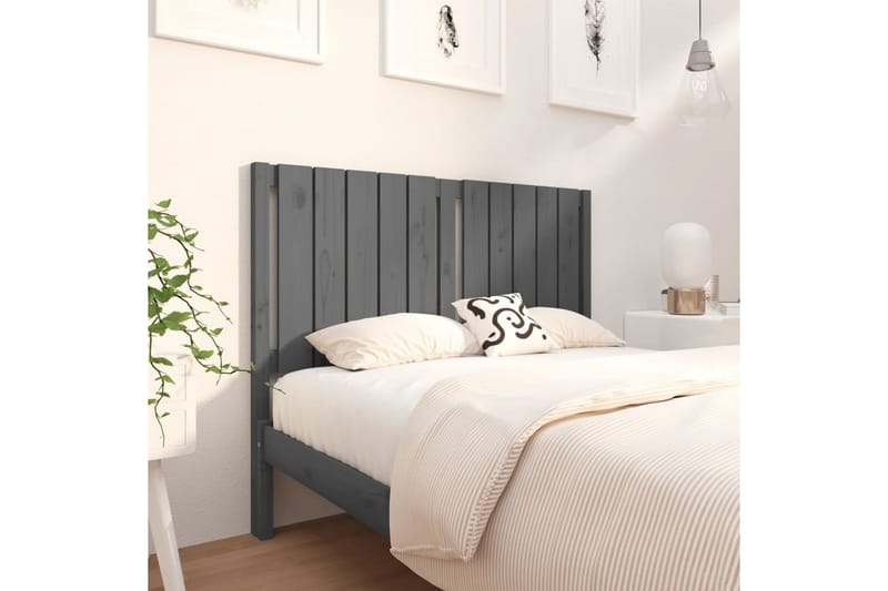 beBasic sengegærde 125,5x4x100 cm massivt fyrretræ grå - GrÃ¥ - Møbler - Senge - Sengetilbehør & sengegavl - Sengegavle
