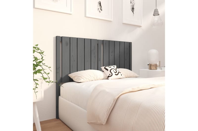 beBasic sengegærde 125,5x4x100 cm massivt fyrretræ grå - GrÃ¥ - Møbler - Senge - Sengetilbehør & sengegavl - Sengegavle