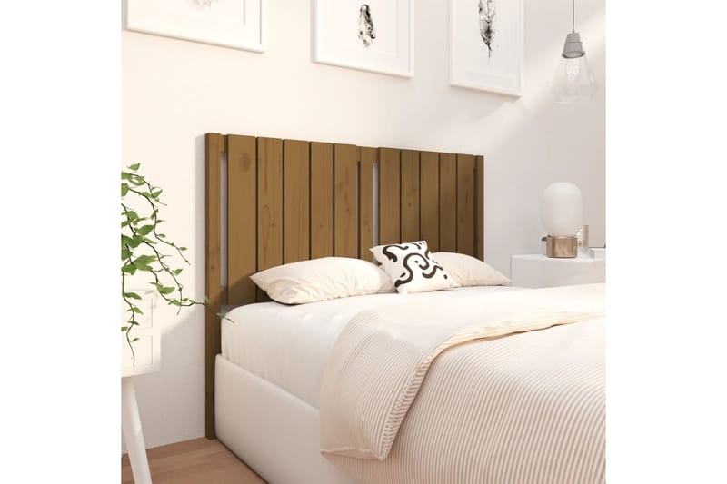 beBasic sengegærde 125,5x4x100 cm massivt fyrretræ gyldenbrun - Brun - Møbler - Senge - Sengetilbehør & sengegavl - Sengegavle