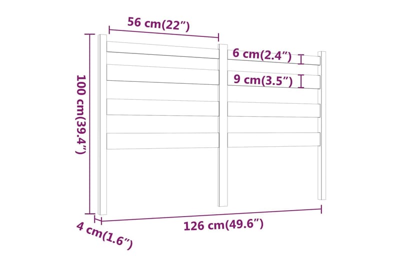 beBasic sengegærde 126x4x100 cm massivt fyrretræ grå - GrÃ¥ - Sengegavle