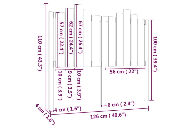 beBasic sengegærde 126x4x110 cm massivt fyrretræ gyldenbrun - Brun - Møbler - Senge - Sengetilbehør & sengegavl - Sengegavle