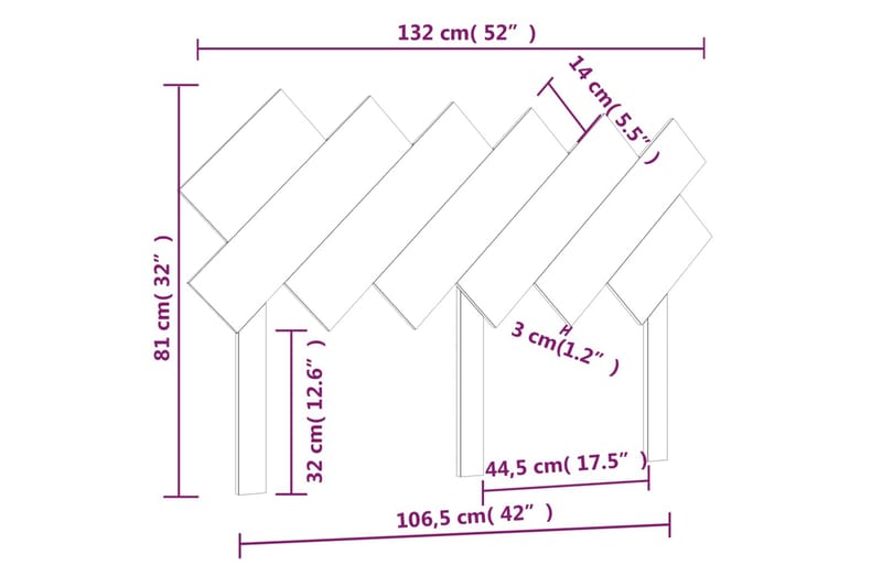 beBasic sengegærde 132x3x81 cm massivt fyrretræ gyldenbrun - Brun - Sengegavle