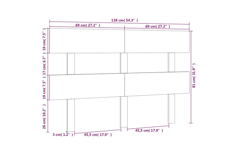 beBasic sengegærde 138x3x81 cm massivt fyrretræ grå - GrÃ¥ - Sengegavle