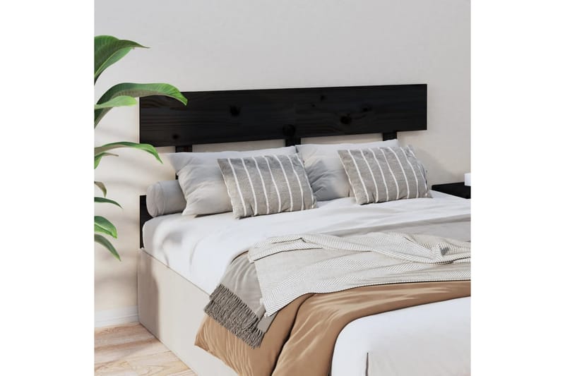 beBasic sengegærde 138x3x81 cm massivt fyrretræ sort - Sort - Møbler - Senge - Sengetilbehør & sengegavl - Sengegavle
