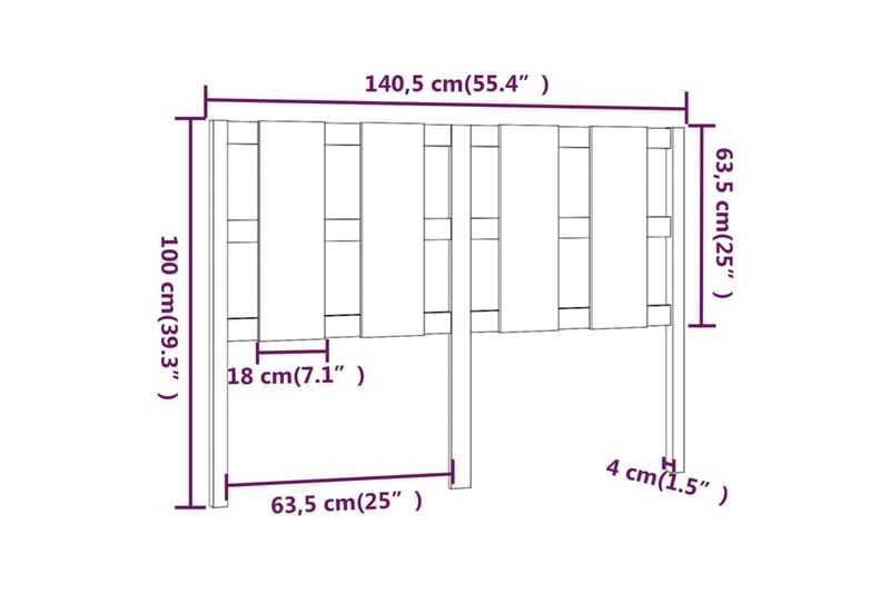beBasic sengegærde 140,5x4x100 cm massivt fyrretræ gyldenbrun - Brun - Møbler - Senge - Sengetilbehør & sengegavl - Sengegavle