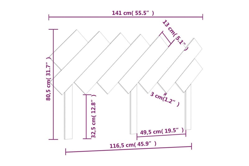 beBasic sengegærde 141x3x80,5 cm massivt fyrretræ - Brun - Møbler - Senge - Sengetilbehør & sengegavl - Sengegavle