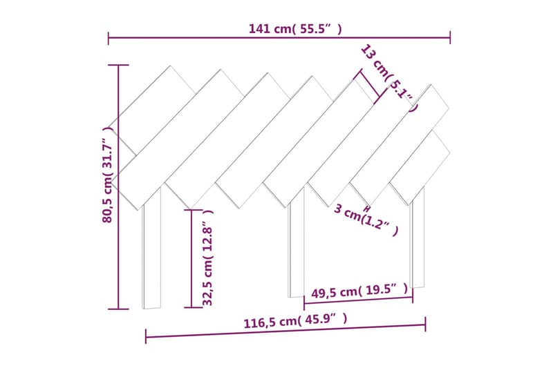 beBasic sengegærde 141x3x80,5 cm massivt fyrretræ grå - GrÃ¥ - Sengegavle