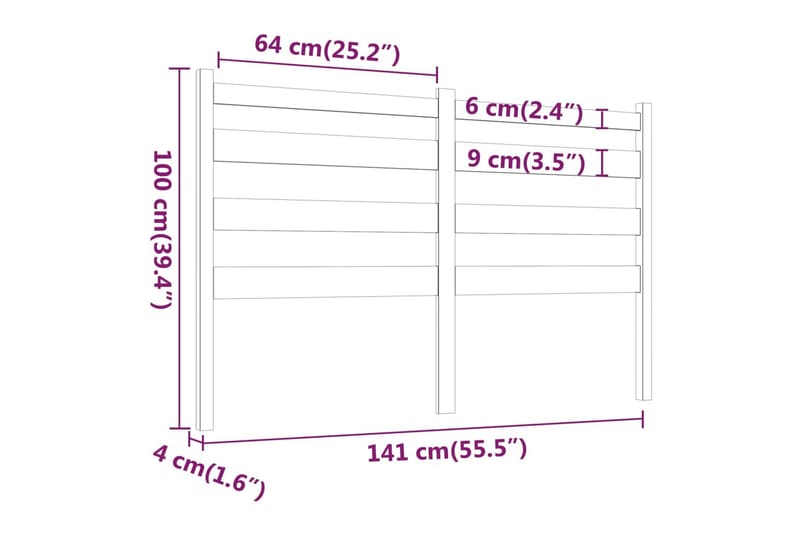 beBasic sengegærde 141x4x100 cm massivt fyrretræ gyldenbrun - Brun - Møbler - Senge - Sengetilbehør & sengegavl - Sengegavle