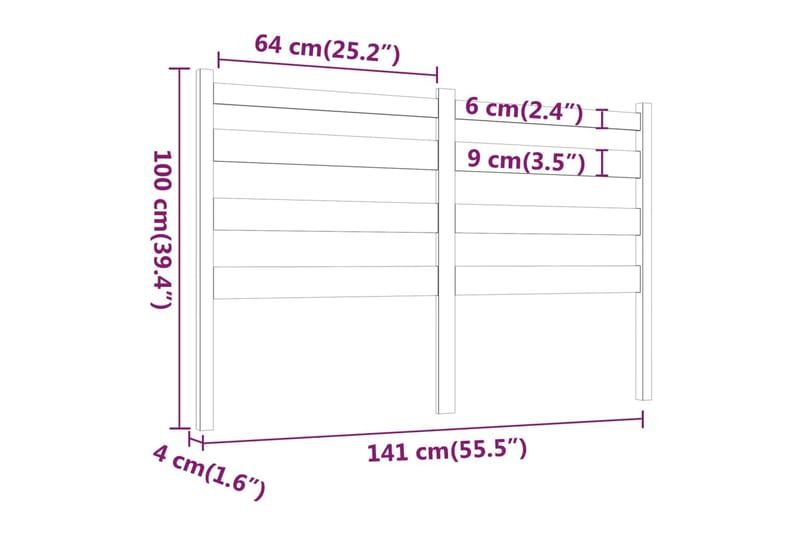 beBasic sengegærde 141x4x100 cm massivt fyrretræ gyldenbrun - Brun - Sengegavle