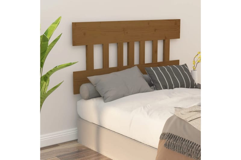 beBasic sengegærde 143,5x3x81 cm massivt fyrretræ gyldenbrun - Brun - Møbler - Senge - Sengetilbehør & sengegavl - Sengegavle