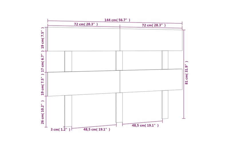 beBasic sengegærde 144x3x81 cm massivt fyrretræ grå - GrÃ¥ - Sengegavle