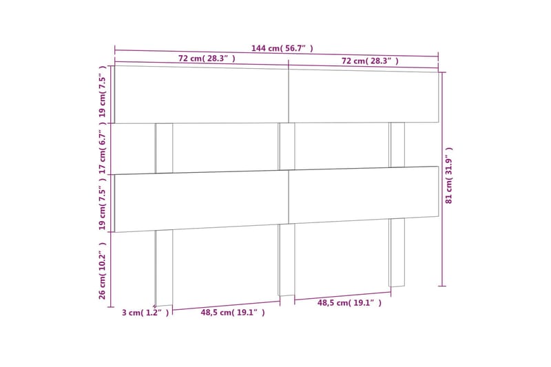 beBasic sengegærde 144x3x81 cm massivt fyrretræ gyldenbrun - Brun - Sengegavle