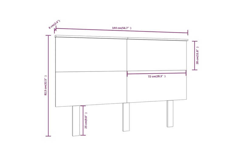 beBasic sengegærde 144x6x82,5 cm massivt fyrretræ sort - Sort - Sengegavle