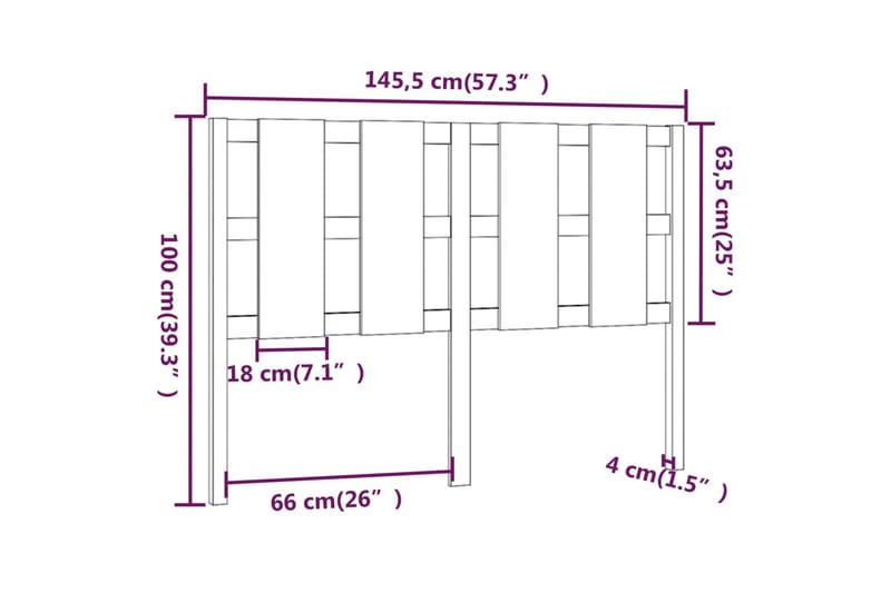 beBasic sengegærde 145,5x4x100 cm massivt fyrretræ grå - GrÃ¥ - Sengegavle