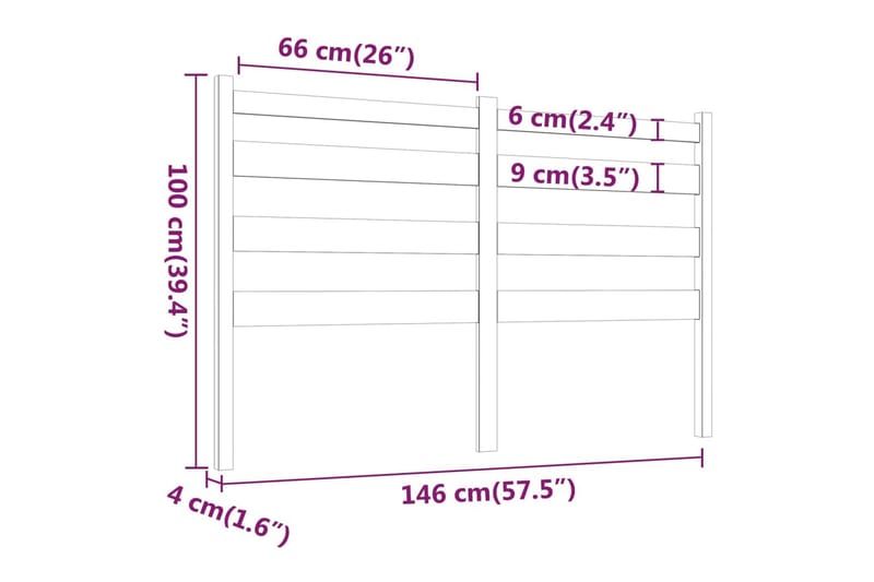 beBasic sengegærde 146x4x100 cm massivt fyrretræ grå - GrÃ¥ - Sengegavle