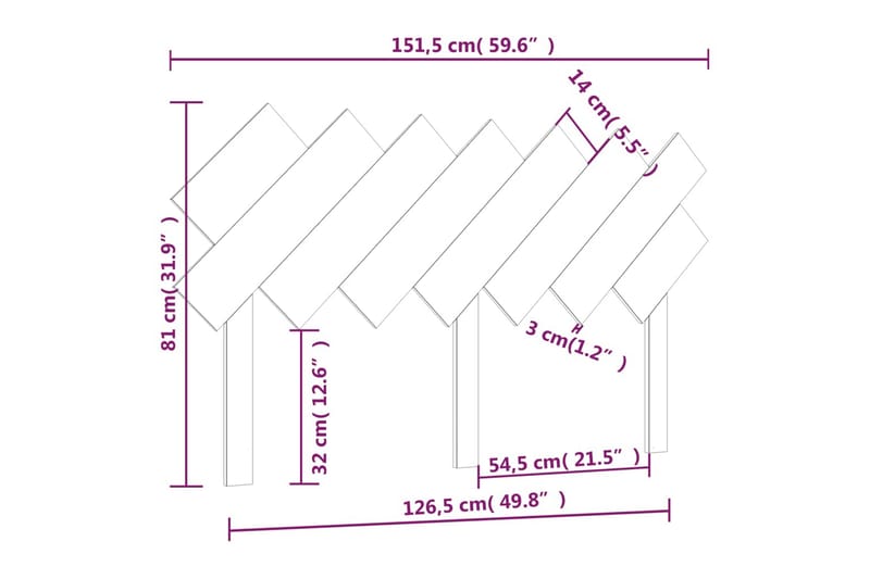 beBasic sengegærde 151,5x3x81 cm massivt fyrretræ - Brun - Sengegavle
