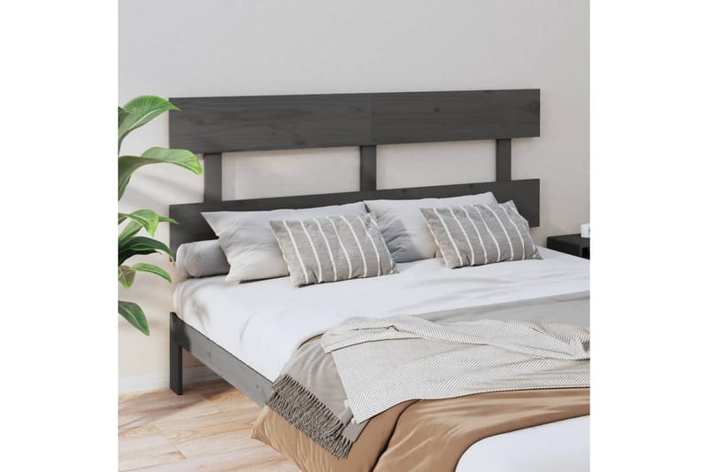 beBasic sengegærde 154x3x81 cm massivt fyrretræ grå - GrÃ¥ - Møbler - Senge - Sengetilbehør & sengegavl - Sengegavle