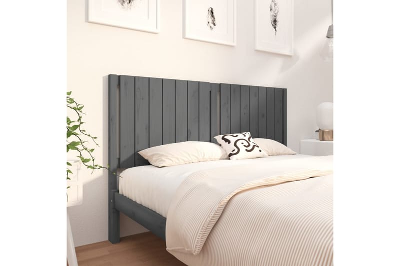 beBasic sengegærde 155,5x4x100 cm massivt fyrretræ grå - GrÃ¥ - Møbler - Senge - Sengetilbehør & sengegavl - Sengegavle