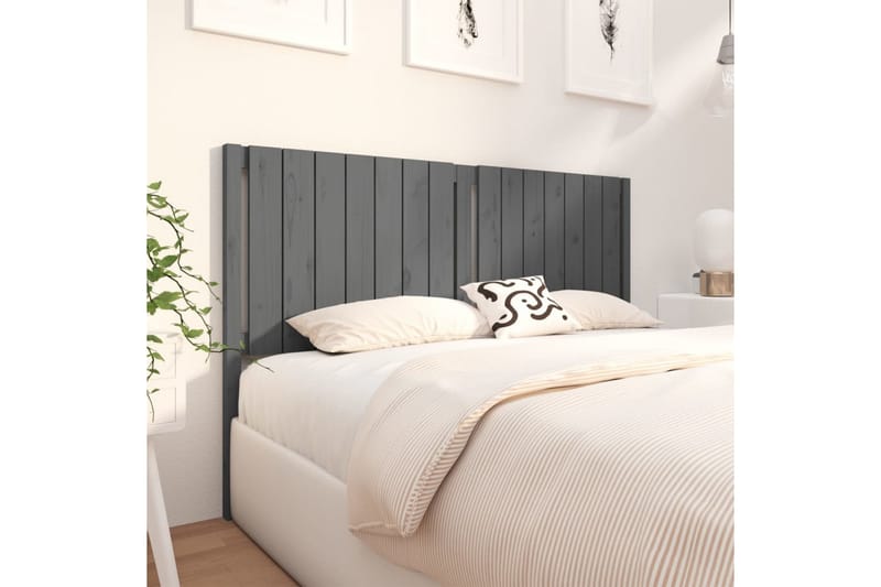 beBasic sengegærde 155,5x4x100 cm massivt fyrretræ grå - GrÃ¥ - Møbler - Senge - Sengetilbehør & sengegavl - Sengegavle