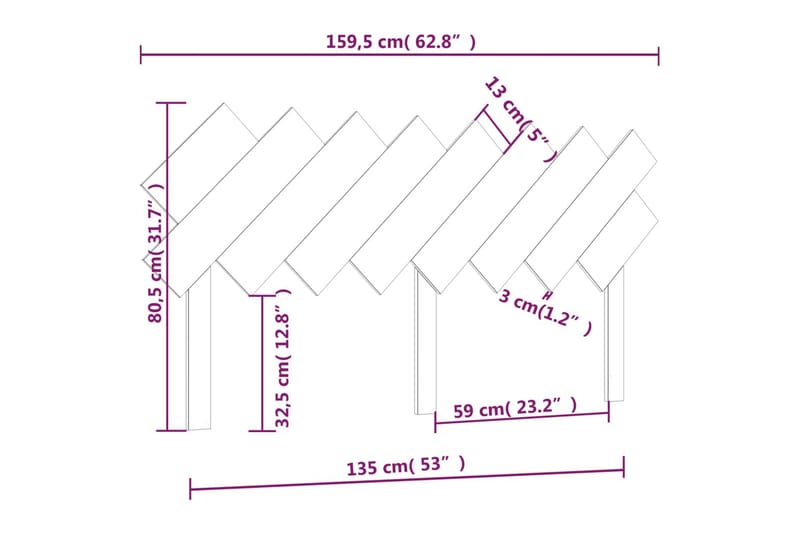 beBasic sengegærde 159,5x3x80,5 cm massivt fyrretræ hvid - Hvid - Sengegavle