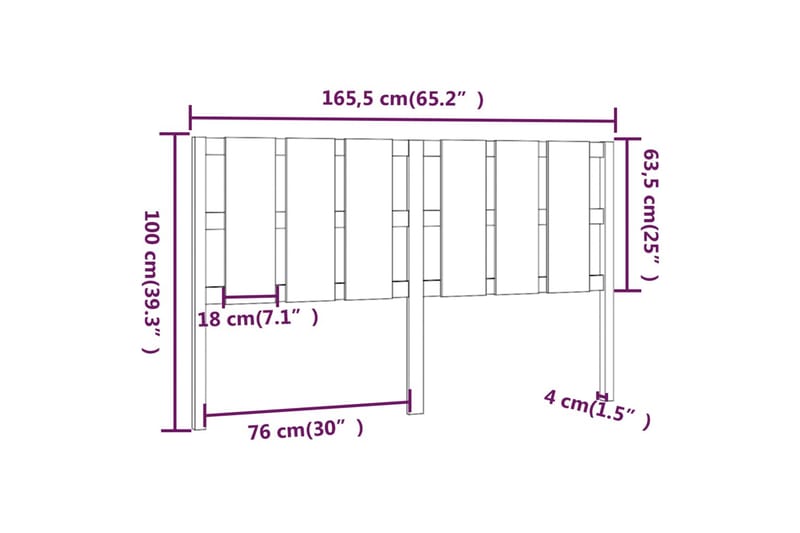 beBasic sengegærde 165,5x4x100 cm massivt fyrretræ gyldenbrun - Brun - Møbler - Senge - Sengetilbehør & sengegavl - Sengegavle