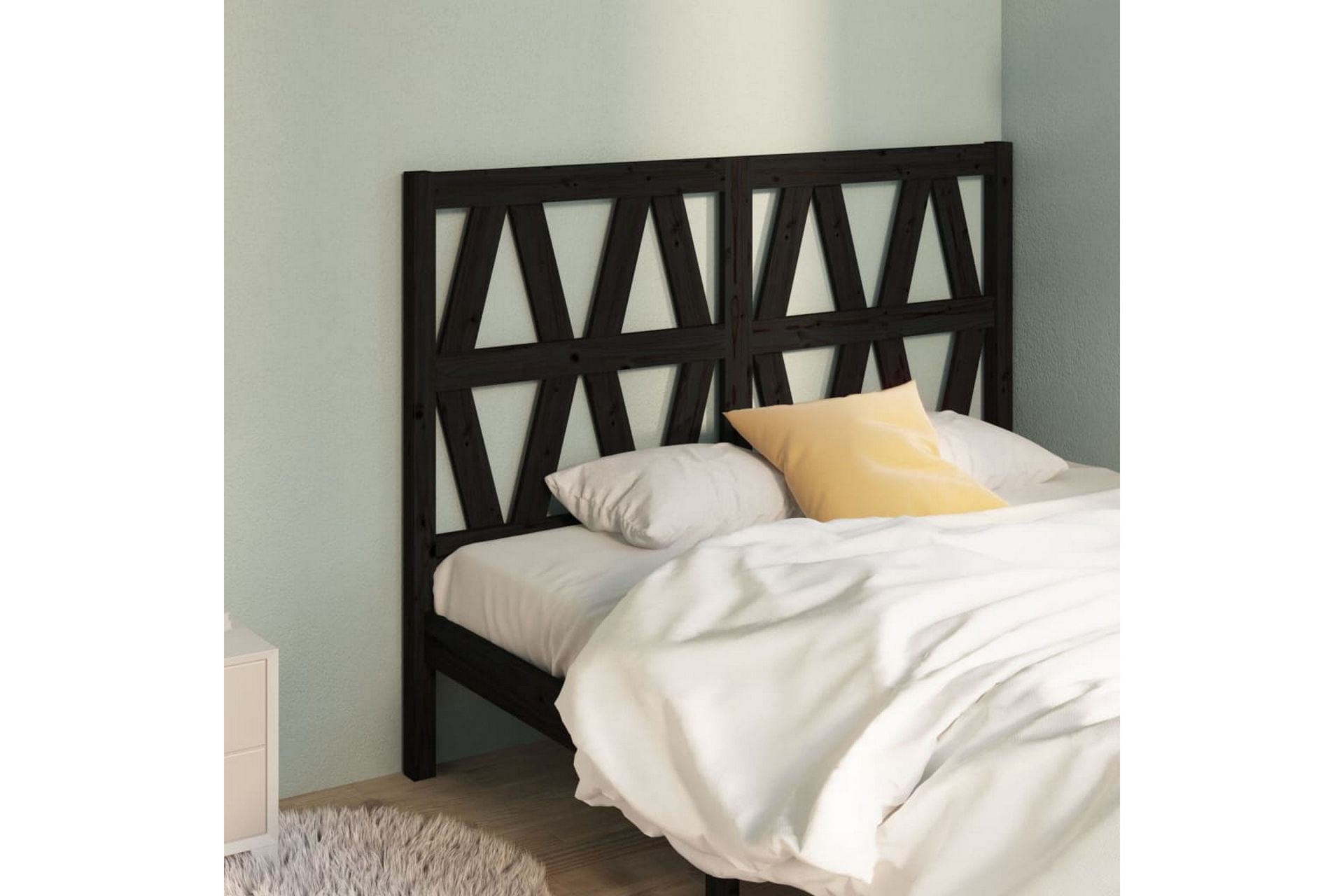 beBasic sengegærde 166x4x100 cm massivt fyrretræ sort - Sort - Møbler - Senge - Sengetilbehør & sengegavl - Sengegavle