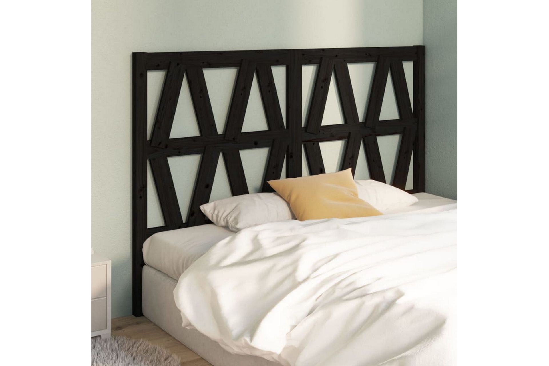 beBasic sengegærde 166x4x100 cm massivt fyrretræ sort - Sort - Møbler - Senge - Sengetilbehør & sengegavl - Sengegavle