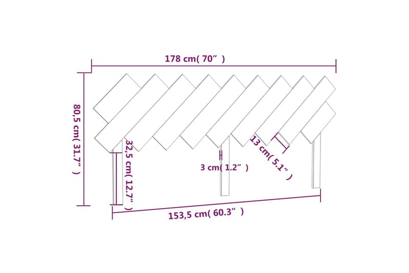 beBasic sengegærde 178x3x80,5 cm massivt fyrretræ gyldenbrun - Brun - Sengegavle