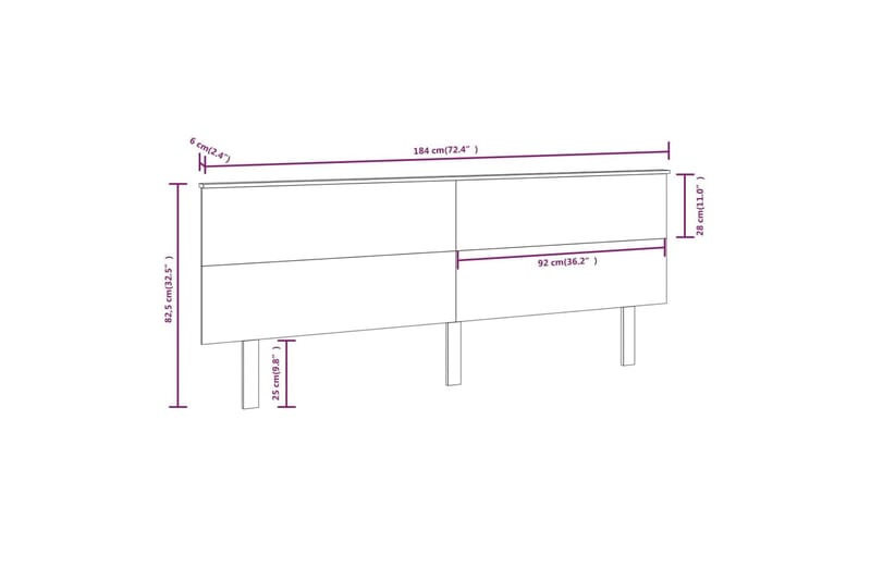 beBasic sengegærde 184x6x82,5 cm massivt fyrretræ - Brun - Møbler - Senge - Sengetilbehør & sengegavl - Sengegavle